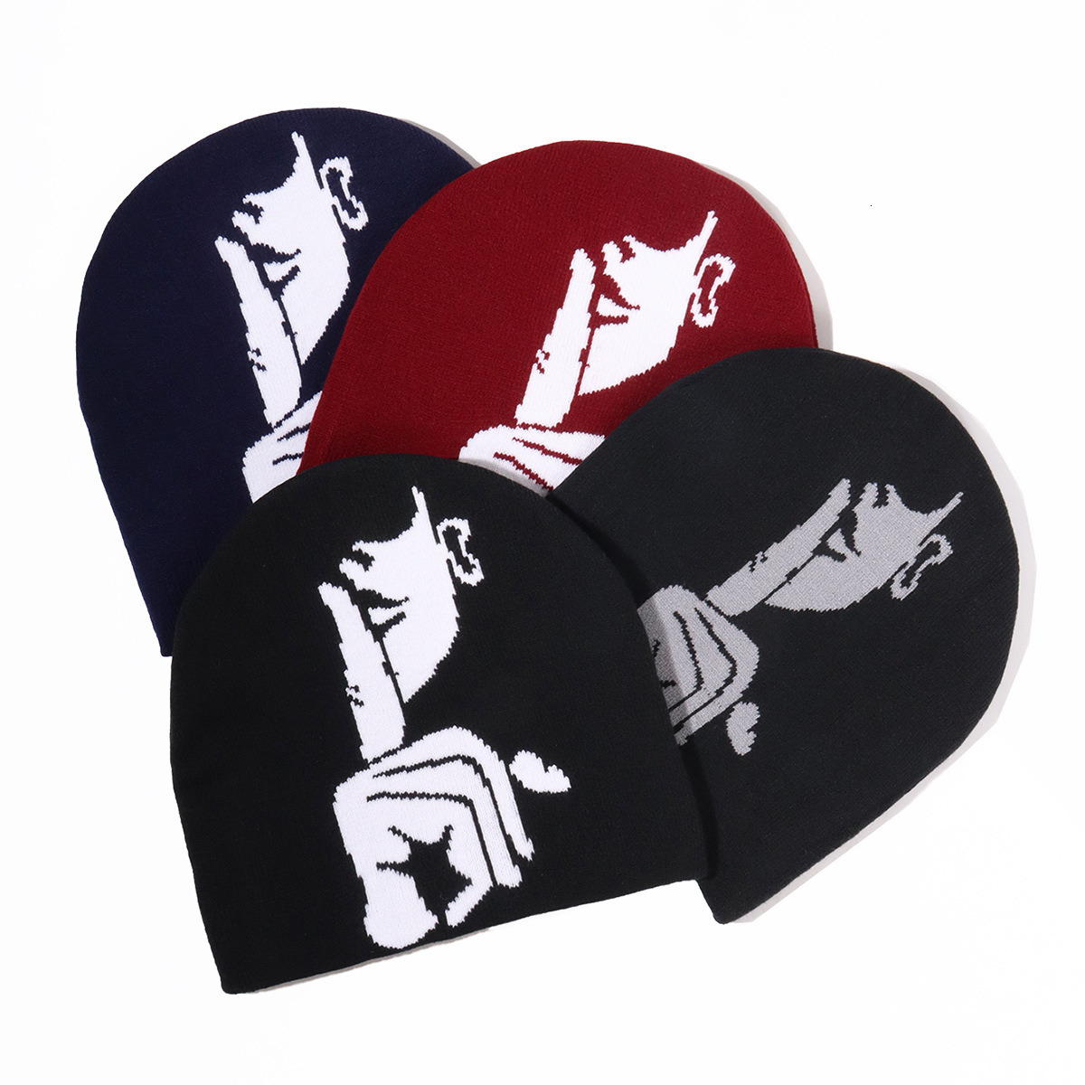 Minimally designed Korean jacquard knitted hat, popular in Europe and America, personalized and trendy outdoor sports cold hat