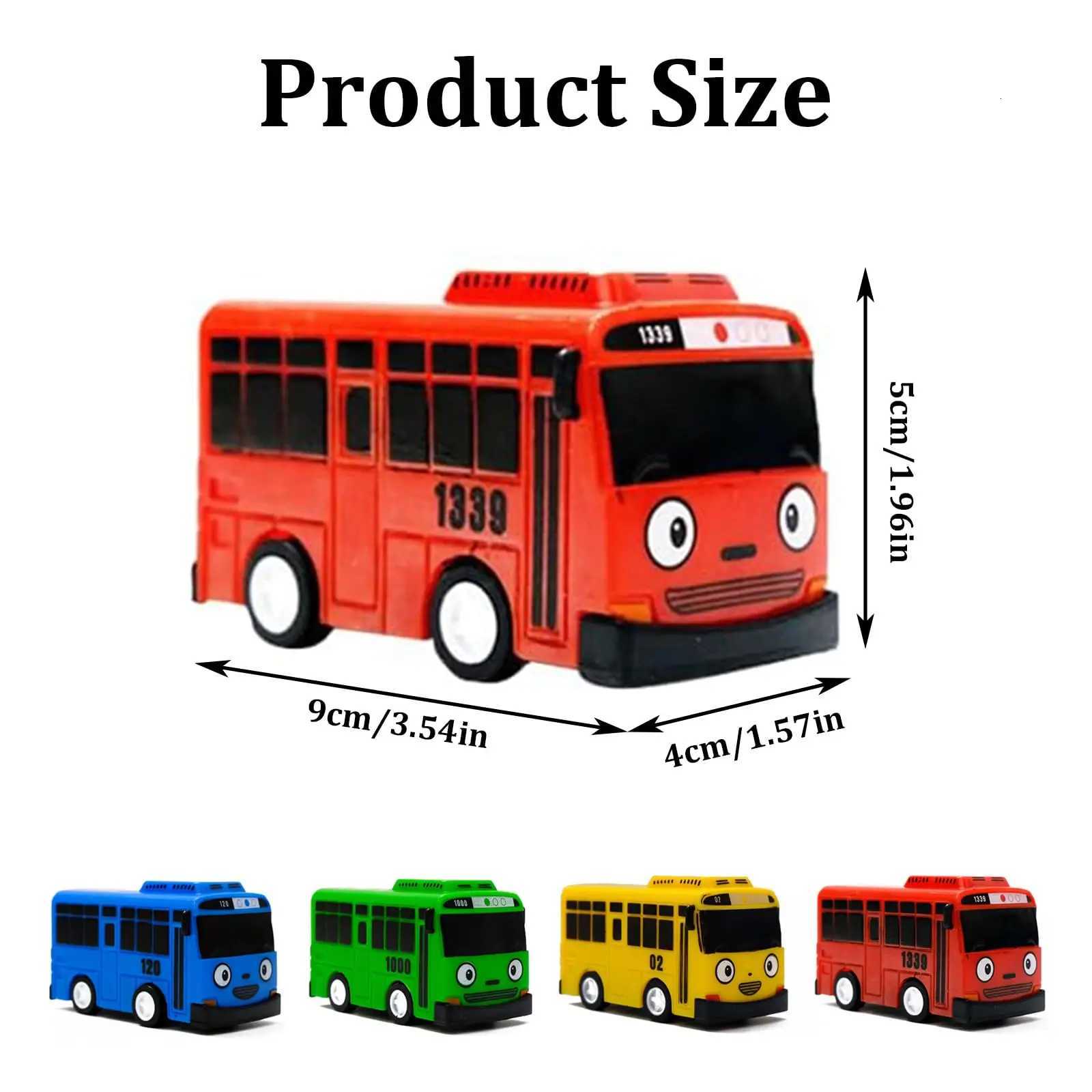Mini Pull Back Tayo Bus Toy Set with Openable Doors Sliding Cartoon Vehicle Toy for Kids Boys Educational Traffic Playset Gift Y260319