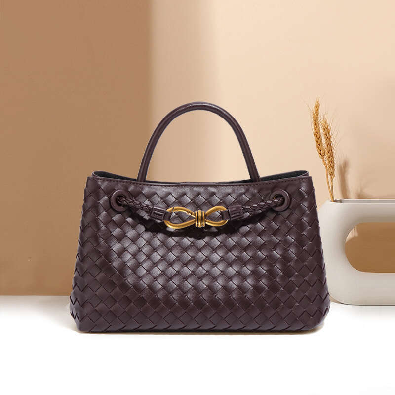 Light Luxury High-Quality Horizontal Women's Fully Handwoven Handheld Tote Commuter Shoulder Crossbody Small Square Bag