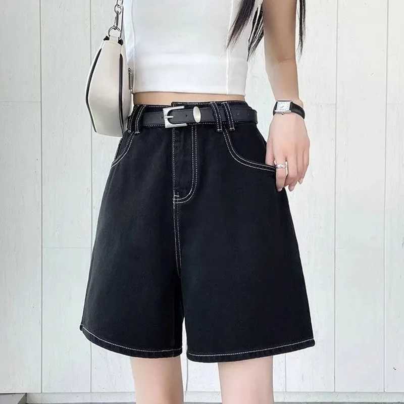 Summer High Street Lady Casual Short Jeans Girls High Waist Straight Leg Thin Pants Women Fashion Solid Denim Shorts M260319