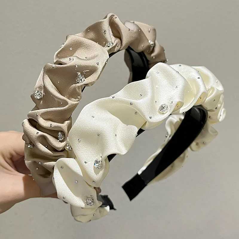 1/2PCS Starry Sky High Top Pleated Hair Hoop Female Temperament Water Rhinestone Head Hoop H260319