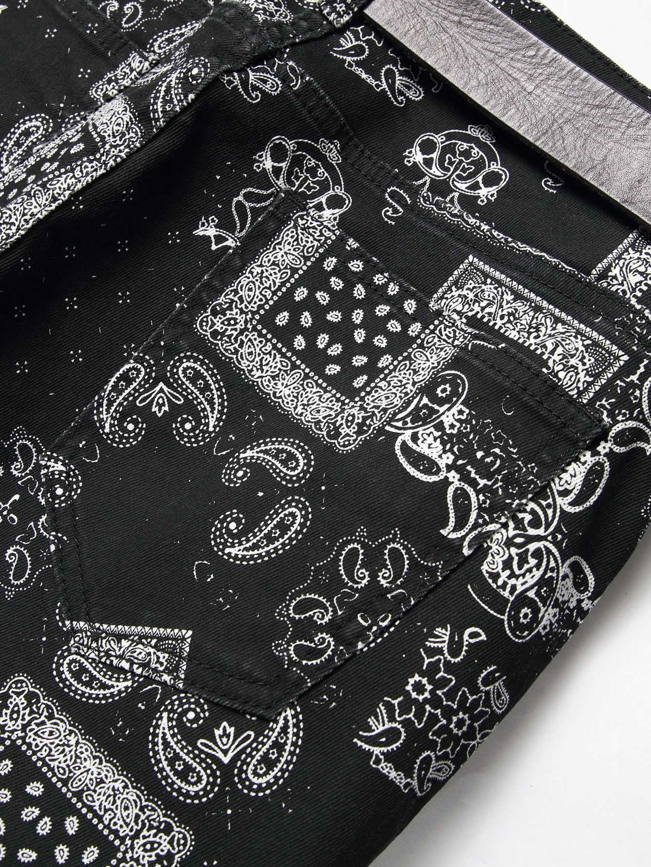 Stylish Mid Stretch Slim Fit Jeans - Mens Mid Waist Distressed And Ripped Denim Jeans With Tassels For All Seasons Street Wear M260319