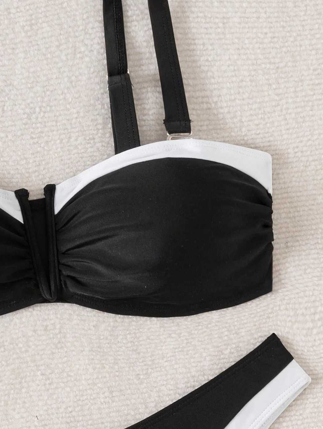 Women Color Block Underwire Bikini Sets Cheeky High Cut 2 Piece SwimsuitT260318