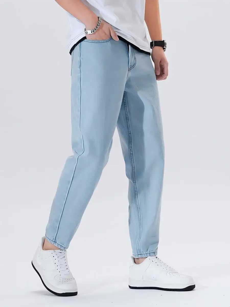 Mens light blue straight-leg jeans for spring and autumn trendy casual fresh and fashionable M260319