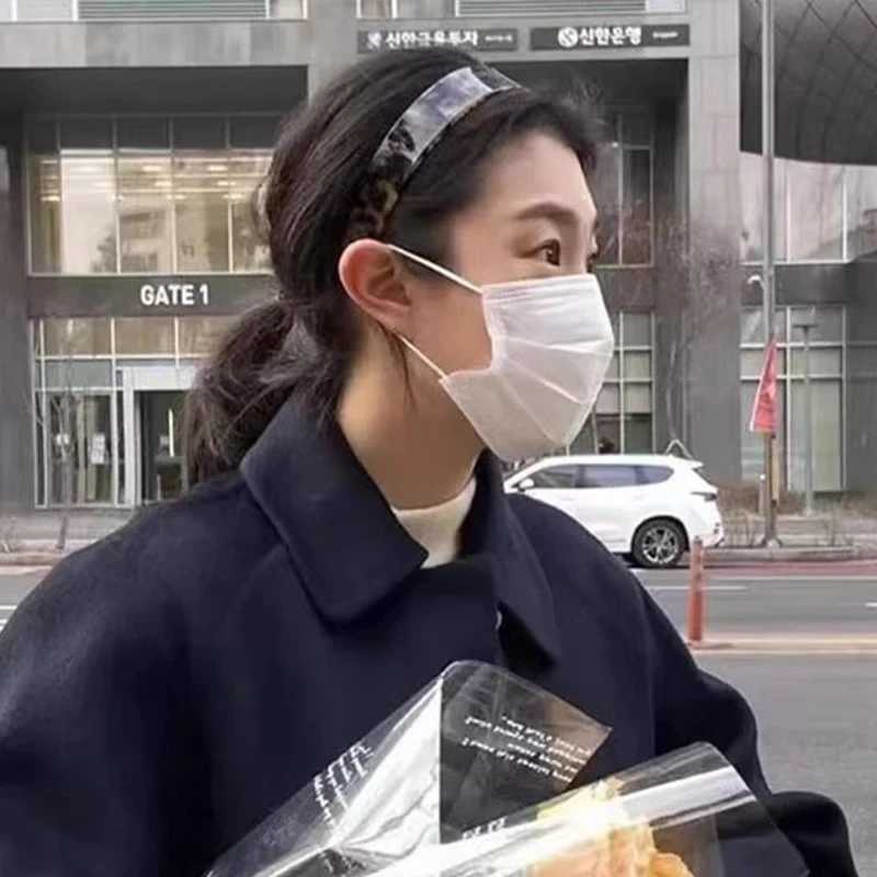 Retro Wide Tortoiseshell Headband Amber Leopard Print Patterned Toothed Non Slip Headband Washing Face Makeup Acetate Headwrap H260319