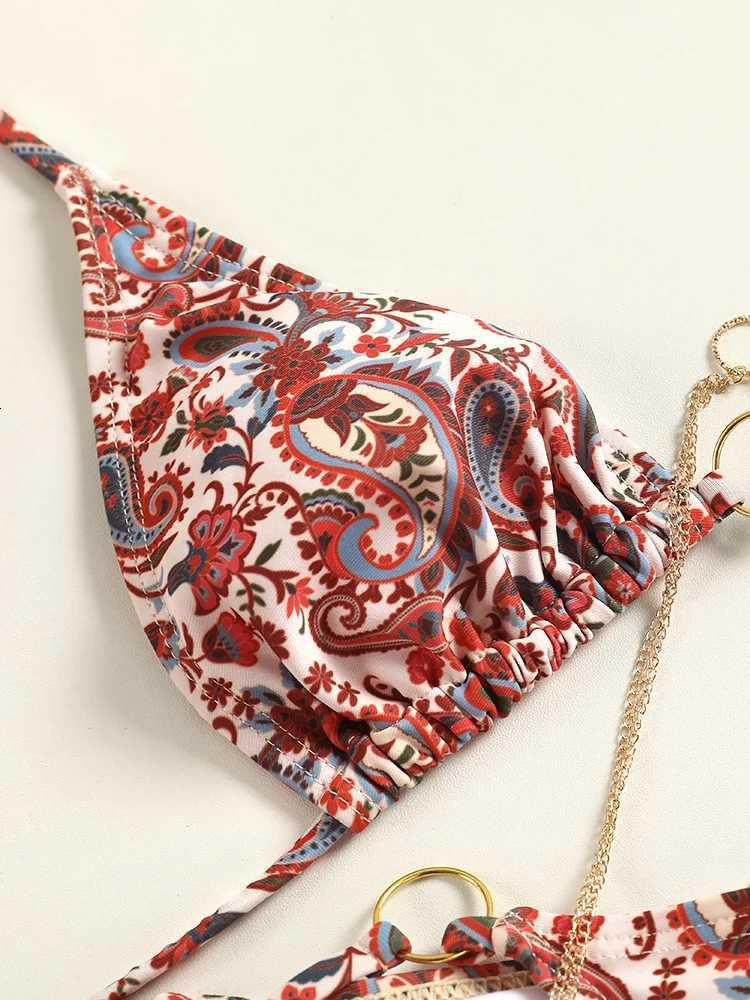 Miyouj 2024 Bathing Suits Triangle Bikinis Printed Swimwear Womens Low Waist Swimsuit Bandage Biquini Set New Two Piece SuitsT260318