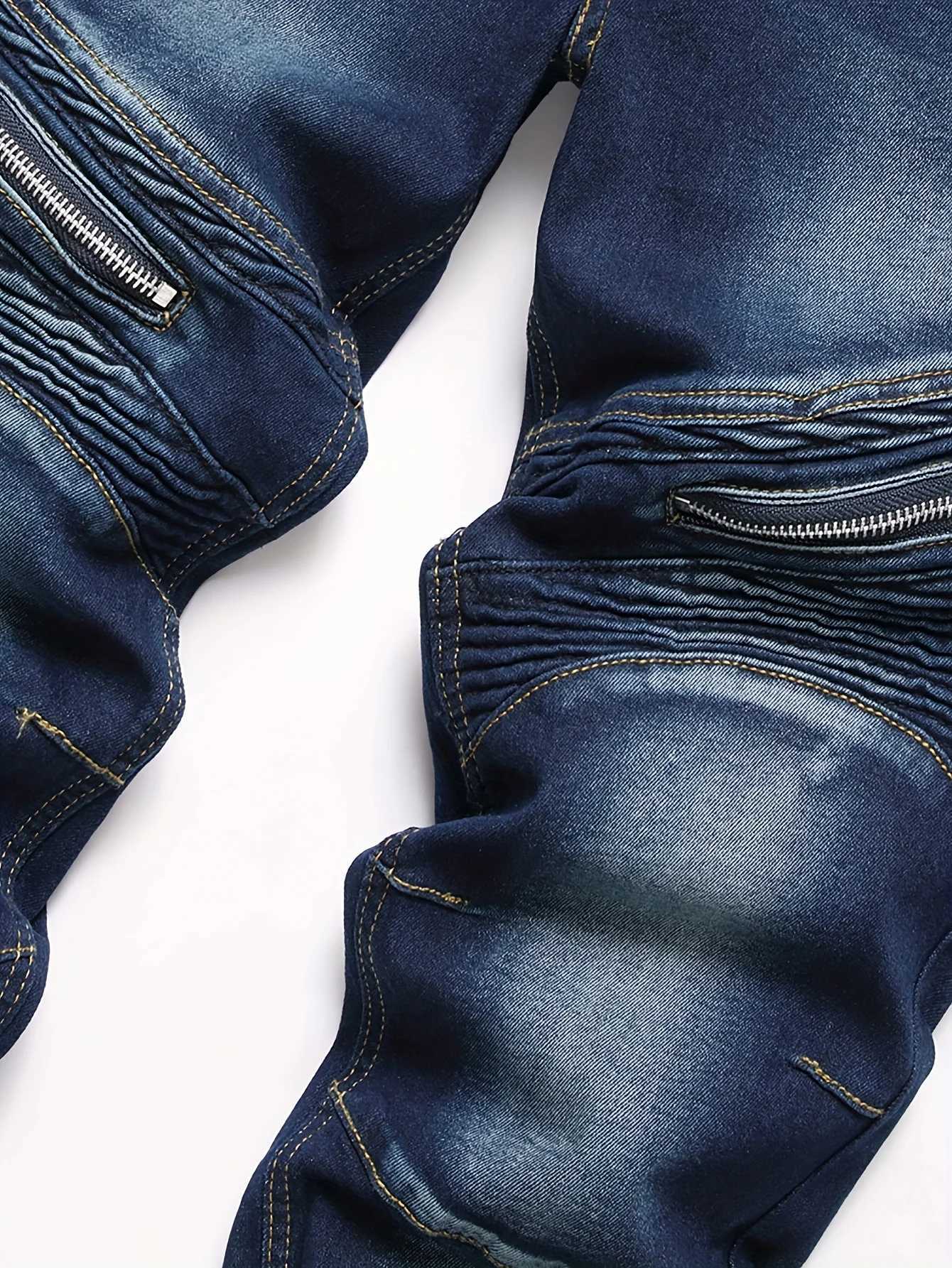 Mens jeans stretch straight-leg jeans washed ripped jeans stylish street biker jeans suitable as a gift for a boyfriend M260319