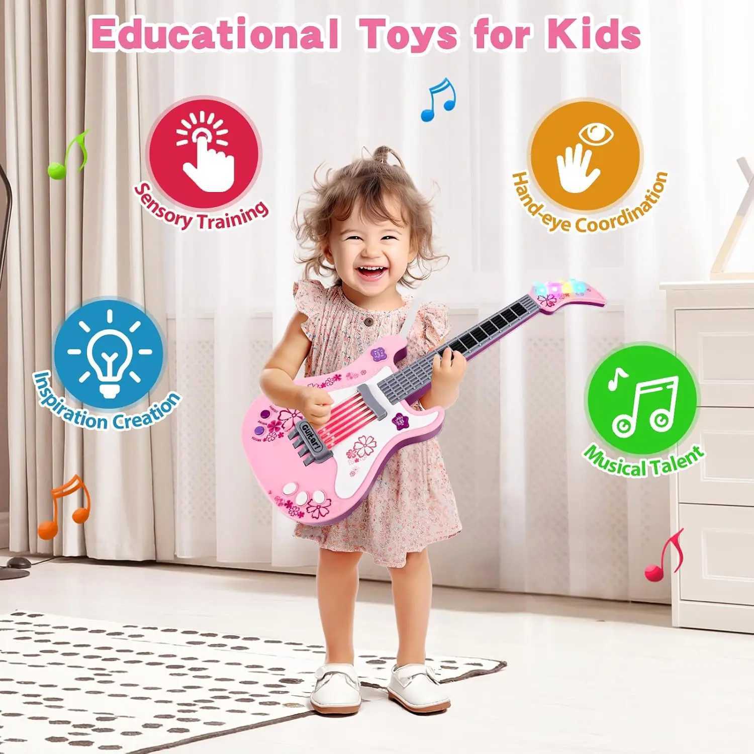 Childrens electric guitar musical toy infrared sensor early childhood electronic music enlightenment gift for boys and girls Y260319