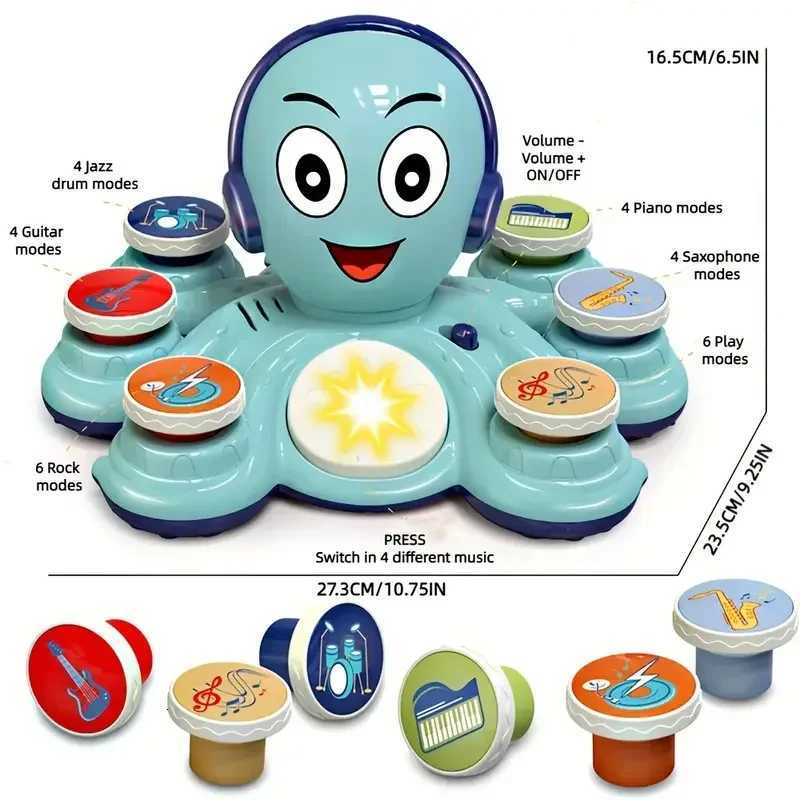 Baby Musical Toys Learning Toys for Toddlers Octopus Music Toys Preschooler Musical Educational Instruments Toy for Baby Kids Y260319