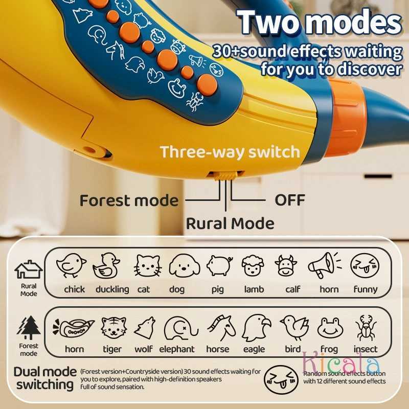 Kids Musical Blow Horn With 30 Realistic Animal Sounds Handheld Sound Amplifier Toy for Lung Capacity Fun Play Birthday Gift Y260319