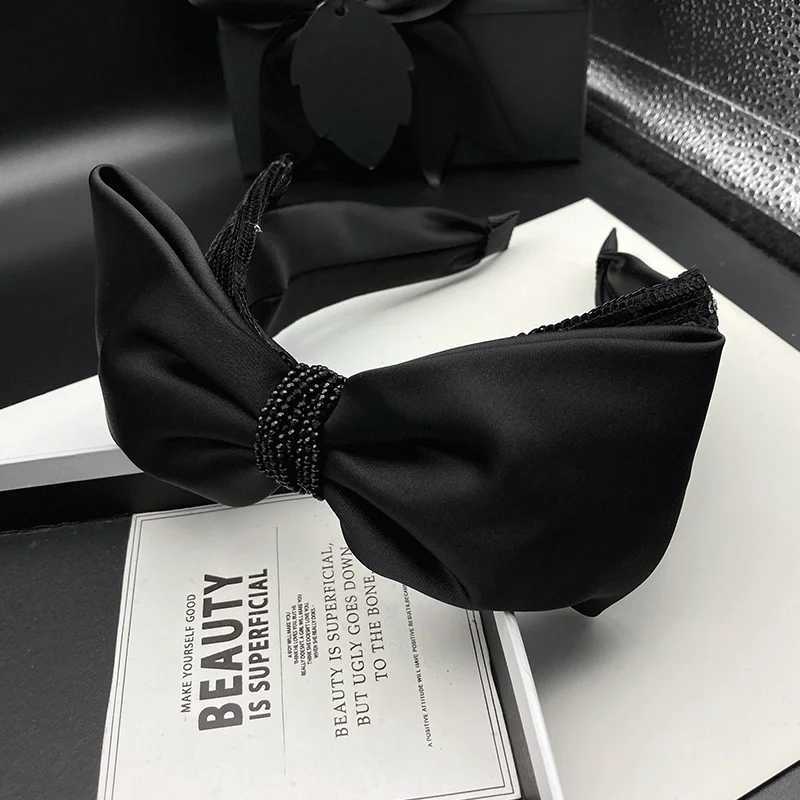 Black satin hairpin headband for women wrapped with black crystal high skull top pressed hair face wash headband H260319