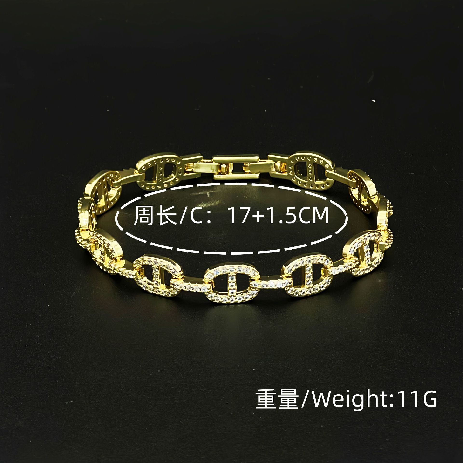 Zircon Pig Nose Bracelet Luxury Women's Day Gift Hip-Hop Fashion Accessory