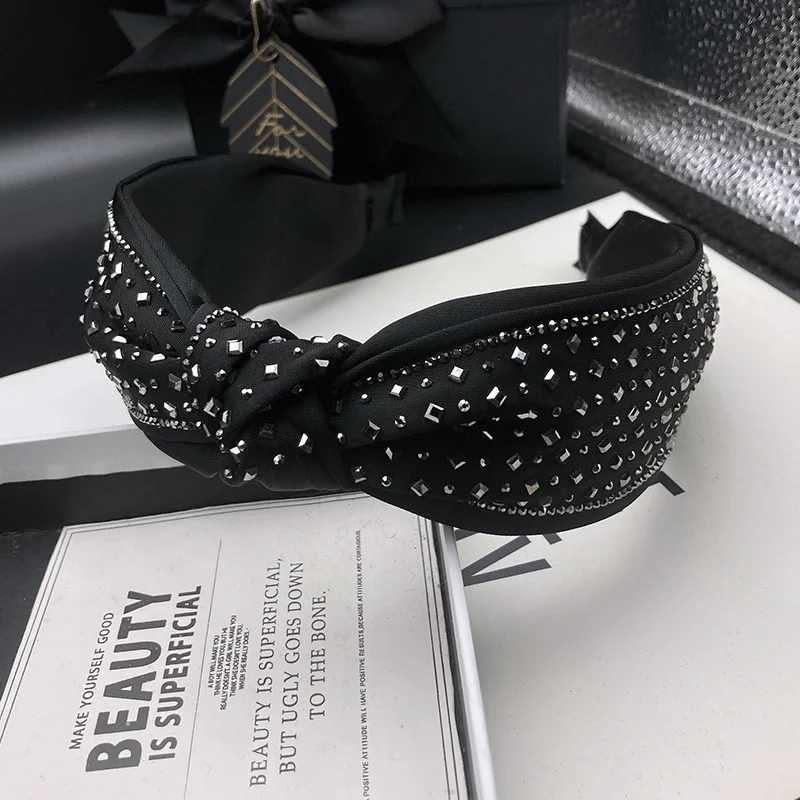 Black high-end temperament diamond studded hair clip womens retro fashion headpiece wide edged wash face headband H260319