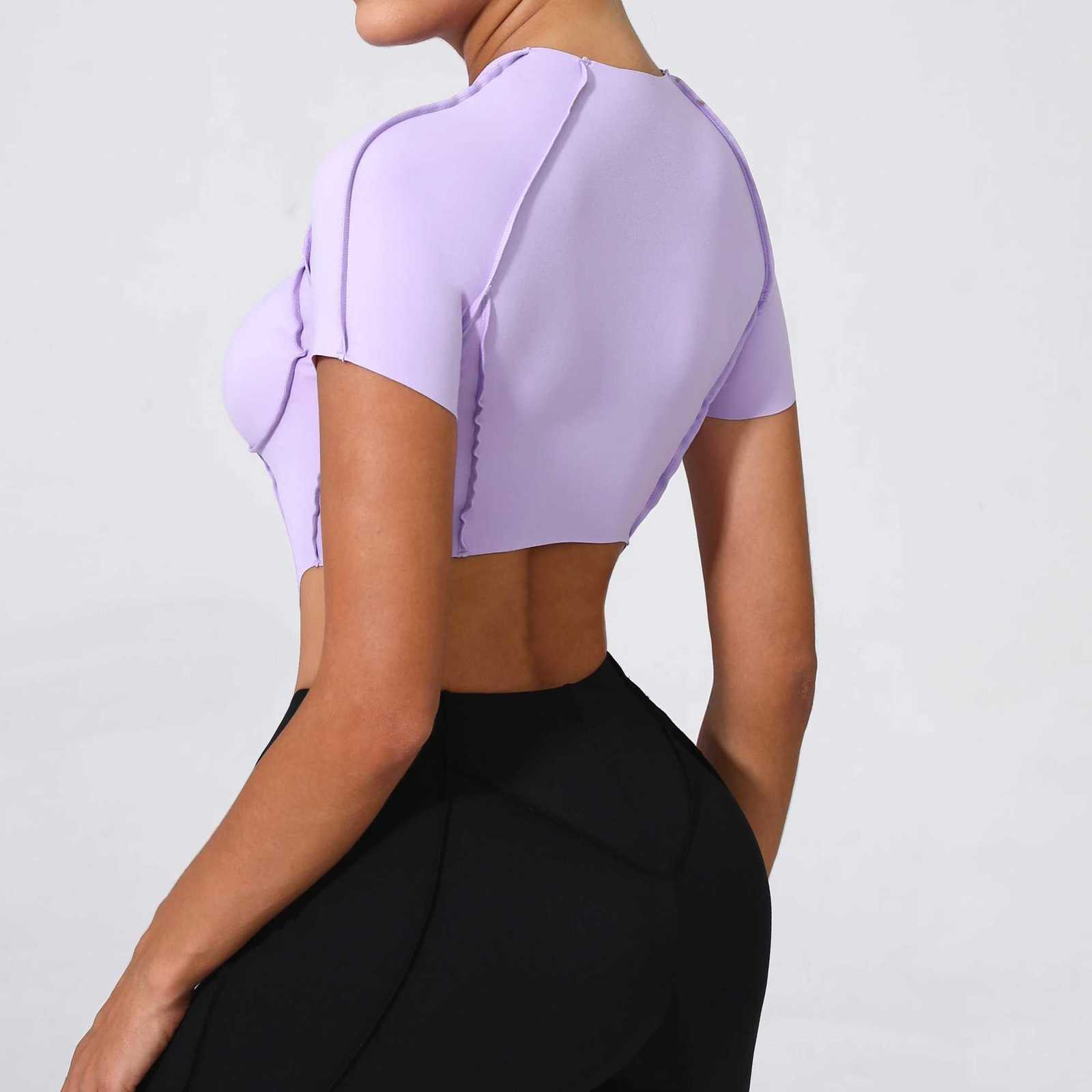 No Padded Women Yoga Sport T Shirts Fitness Clothes Short Sleeve Yoga Shirt Gym Top Running Active Wear Sport Tops Z20260319