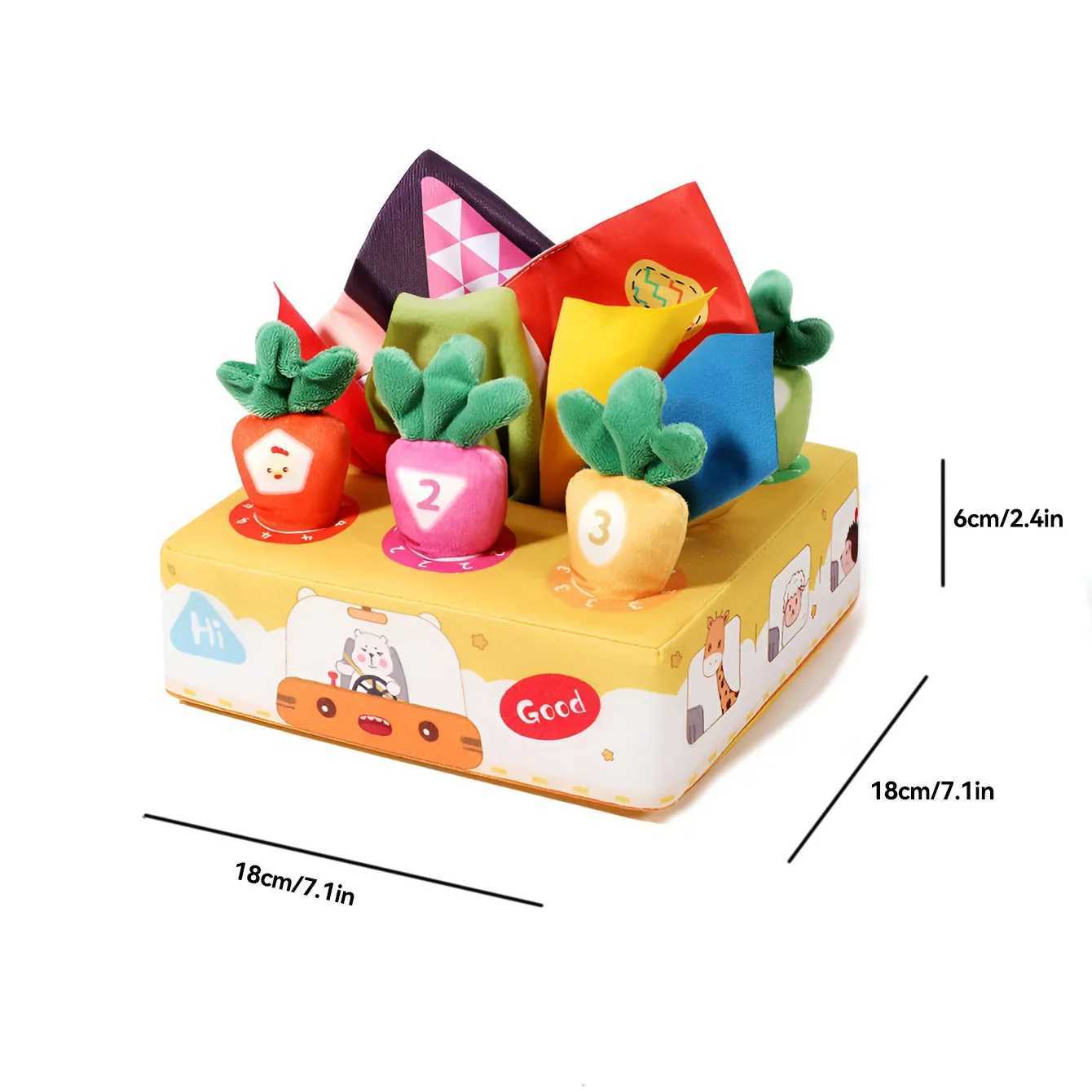 Soft Baby Tissue Cartoon Box Toy Tear-resistant Pattern Pulling Carrots Stuffed Toys Non-Fading Fine Motor Skills Cloth Book Toy Y260319