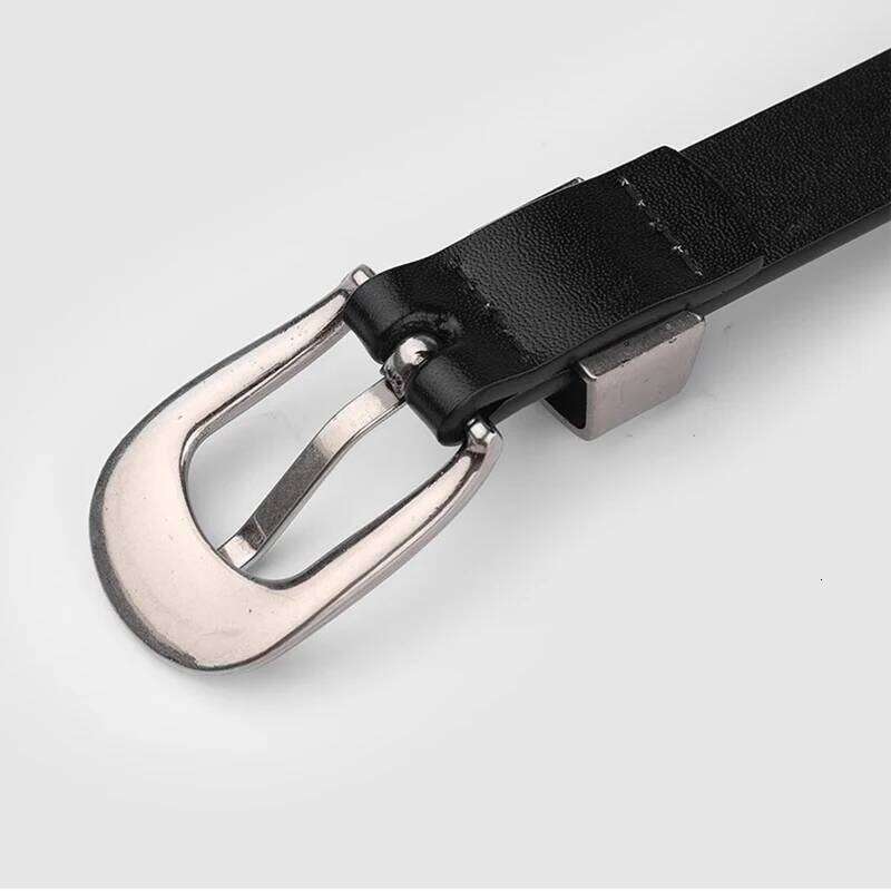1.8cm Width for Women Zinc Alloy Silver Buckle Split Casual Genuine Leather Thin Belt Female Vintage 26W0319