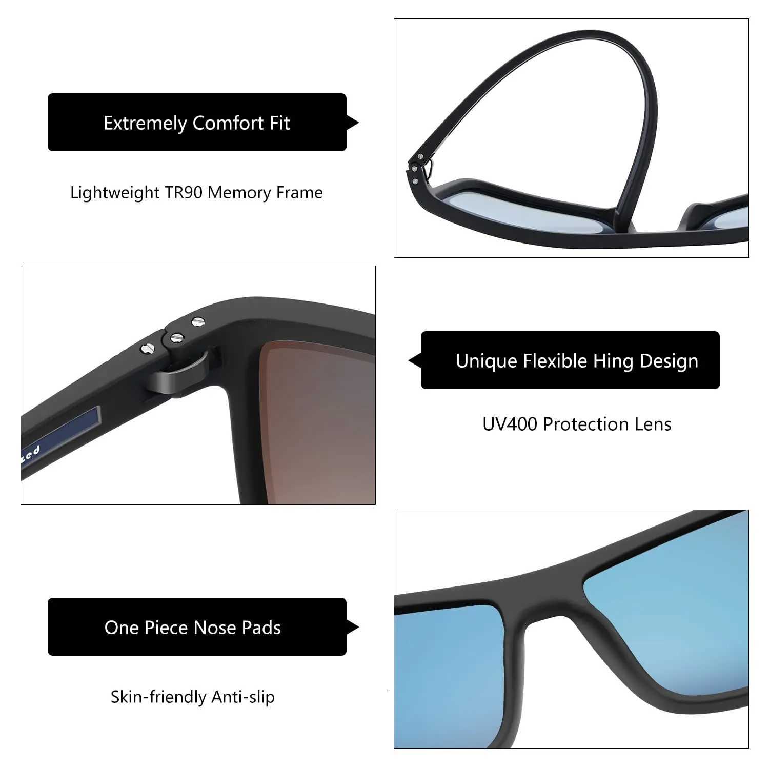 ZENOTTIC Polarized Sunglasses for Men Shades Lightweight TR90 Frame UV400 Protection Square Outdoor Trave Driving Sun Glasses H260319 - view 5