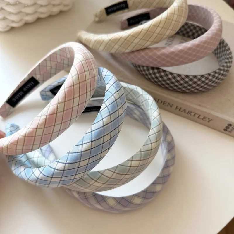 Cloth Plaid Sweet Headband Womens Korean Fashion Fresh Hair Band Outdoor Hair Accessories H260319