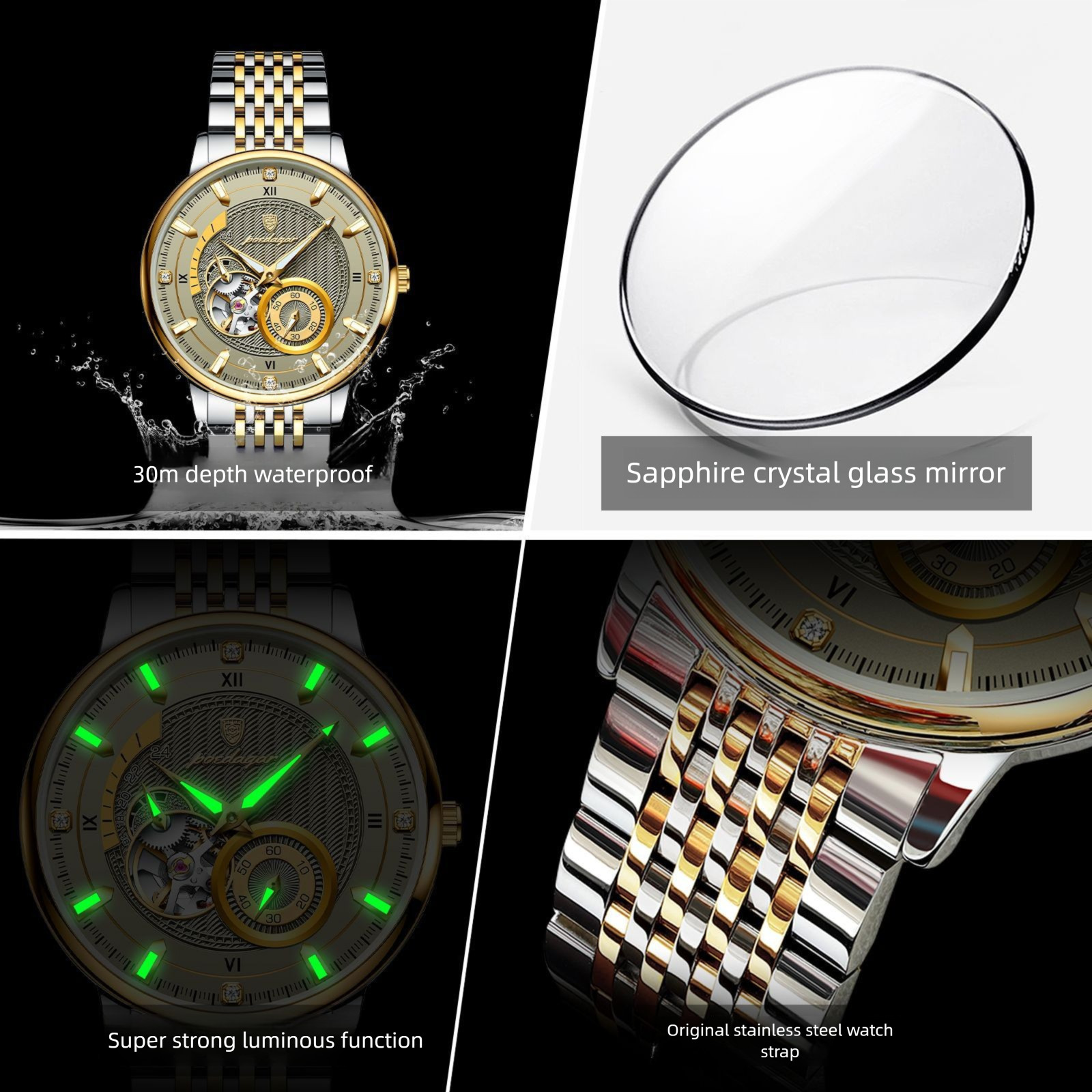 Swiss Brand Fully Automatic Mechanical Watch New Luxury Men's Watch Waterproof Live Streaming Foreign Trade Hot Item Dropshipping