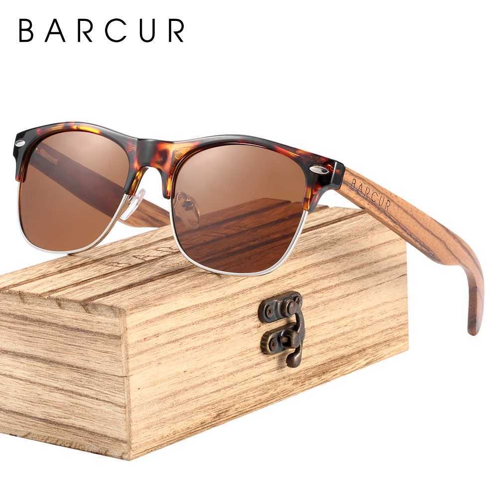 BARCUR Polarized Ebony Black Sunglasses Zebra Natural Wooden Sun glasses for Men Driving Fishing Women Eyewear Accessory Oculos H260319 - view 7