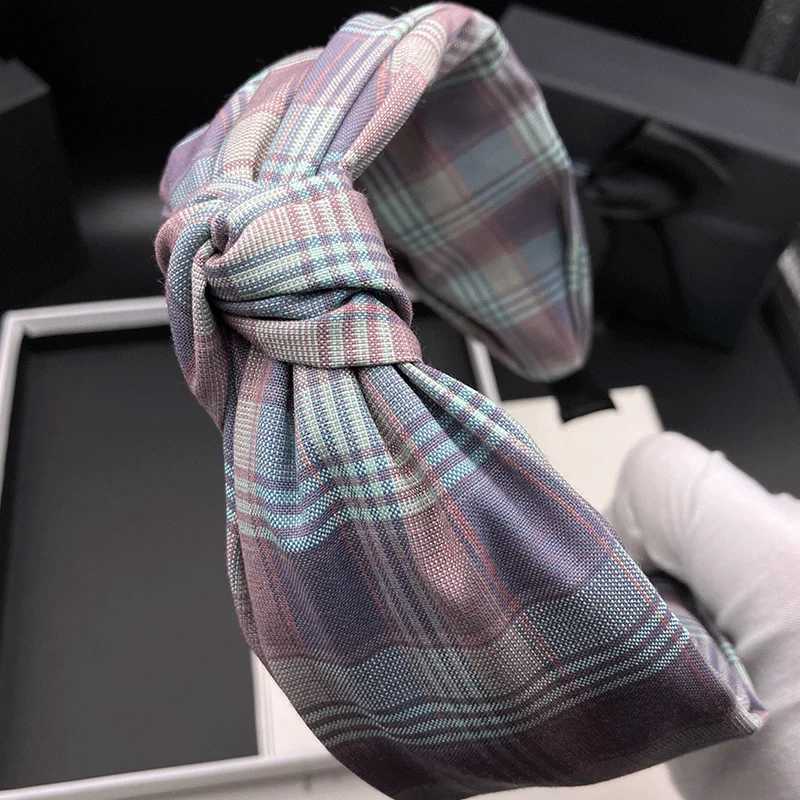 New hair clip womens colorful dyed checkered hair tie headband wide edge pressed hair wash headband H260319