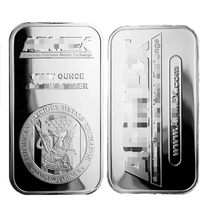 Non Magnetic Wholesale 1 oz Silver Plated Metal Bar Commemorative Coin Accept Customized