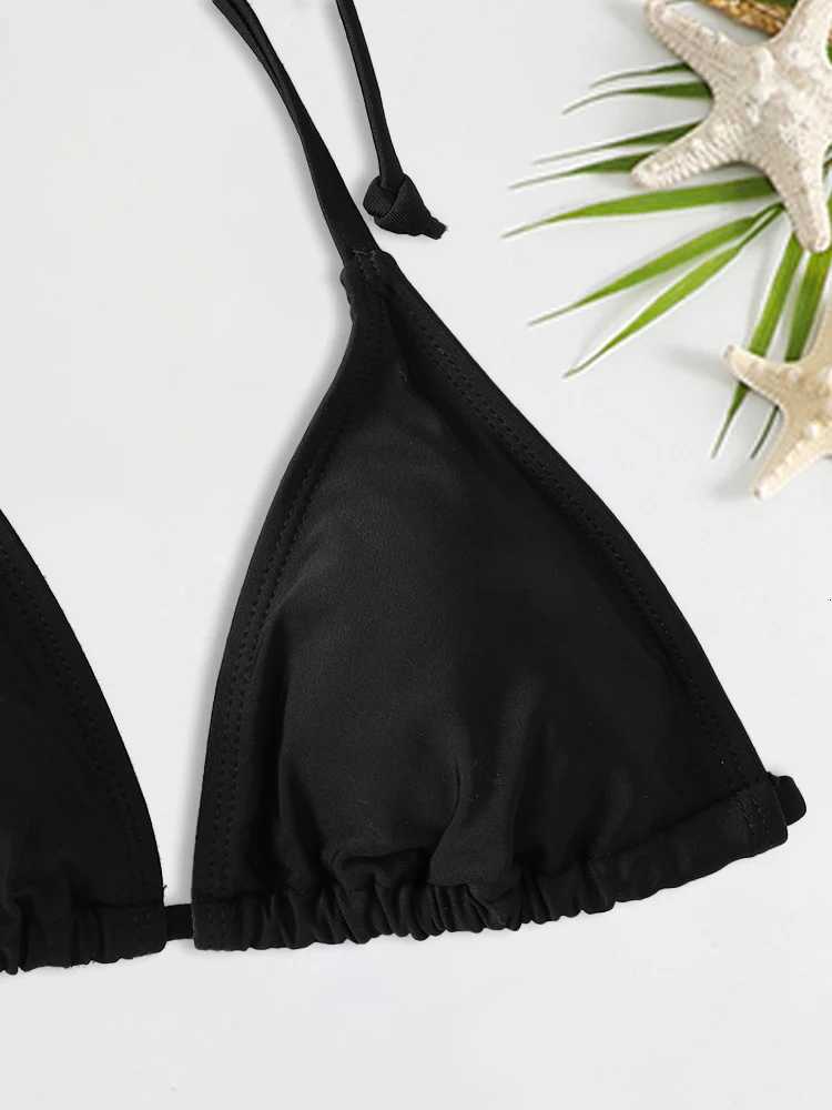 2Pc/Set 2024 Fashion Sexy Swimsuit Women Bikinis Set Triangle Swimwear String Beachwear Thong One Piece Suits Brazilian BiquiniT260318