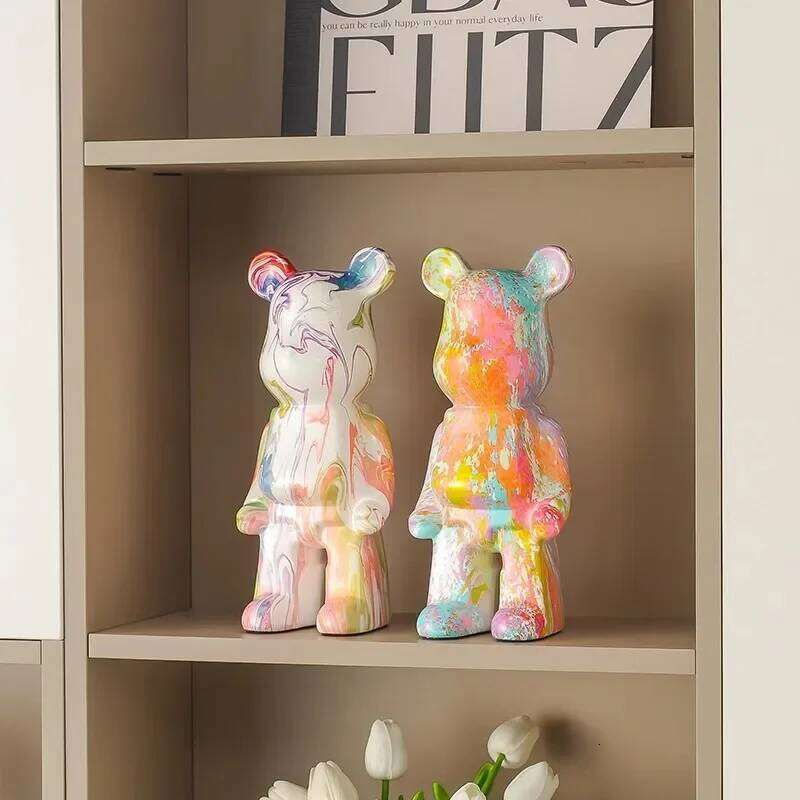 28cm Aesthetic Figure Ceramics Saving Pot Statue Violent Bear Figurine Sculpture Luxury Livingroom Decoration Home Ornament 26W0319