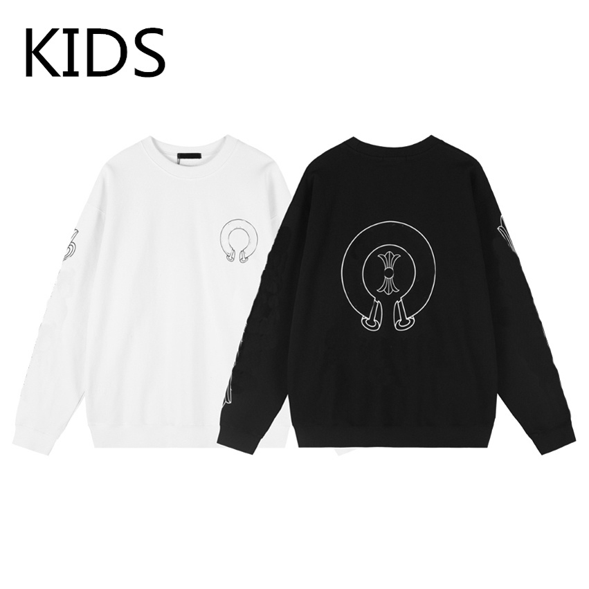 Boys designer chrome hoodie Kids luxury ch hoodies Girls breathable Crew Neck pullover hoody pure Cotton High Street sanskrit cross Letter graphic long sleeve