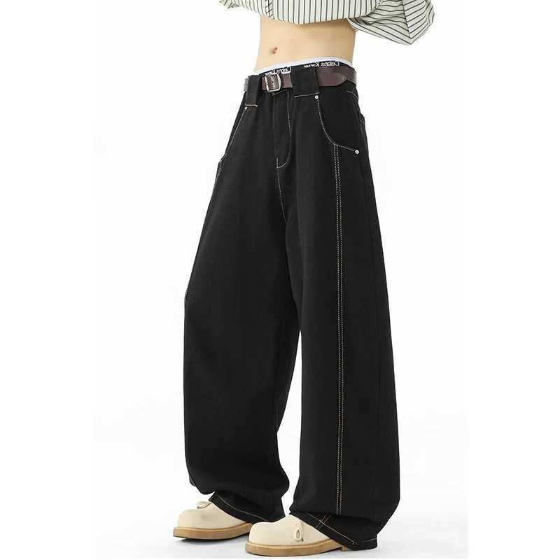 Japanese Korean Casual Black Straight Leg Jeans MenS Spring Autumn Jeans High Street Loose Pants Wide Leg Pants M260319
