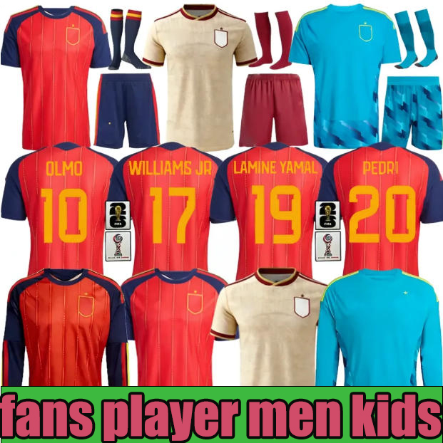 2026 World Cup Kit Spain Jersey Kids LAMINE YAMAL Soccer Jerseys PEDRI Carvajal Football Shirts WILLIAMS JR MERINO RODRIGO OLMO OYARZABAL camiseta espana