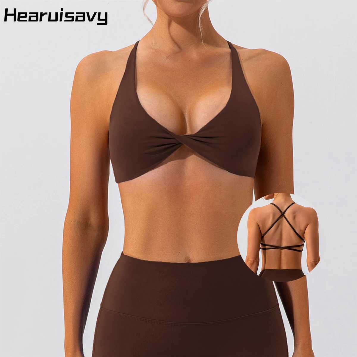Hearuisavy Gym Top Women Cross Sports Bra Casual Running Push Up Fitness Yoga Crop Top Quick Drying Breathable Workout Underwear Z20260319