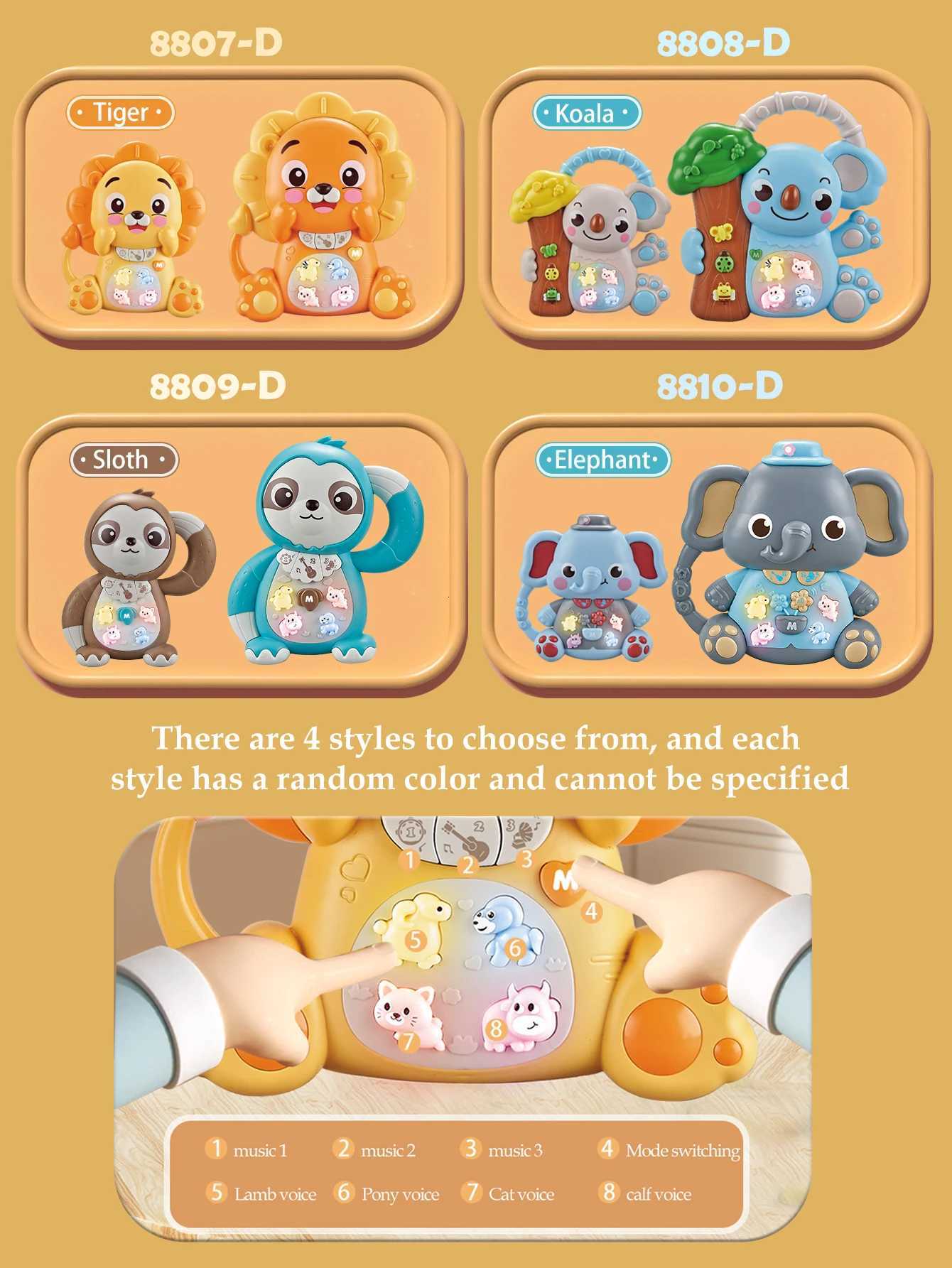 Cartoon Animal Electronic Keyboard Lighting Music Piano Multi-mode Sound Effect Switching Puzzle Early Education Toys for 3 Y260319