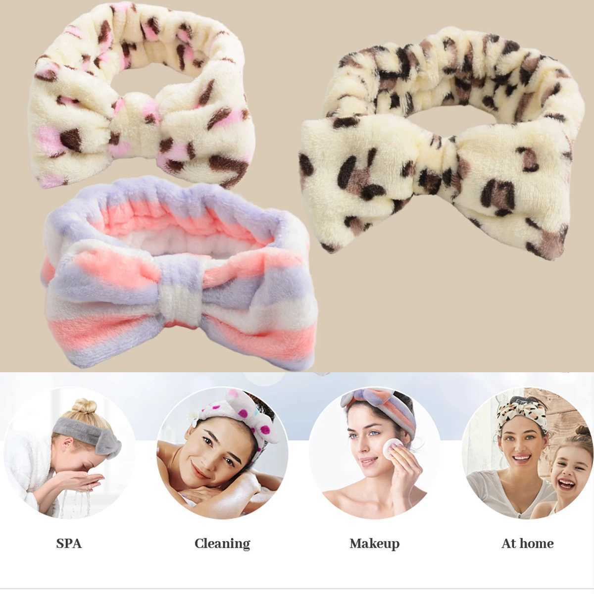6 Pcs Spa Facial Headbands Set - Soft Fleece Headbands for Makeup Face Washing Skin Care Yoga and Shower with Bow Hair Band H260319