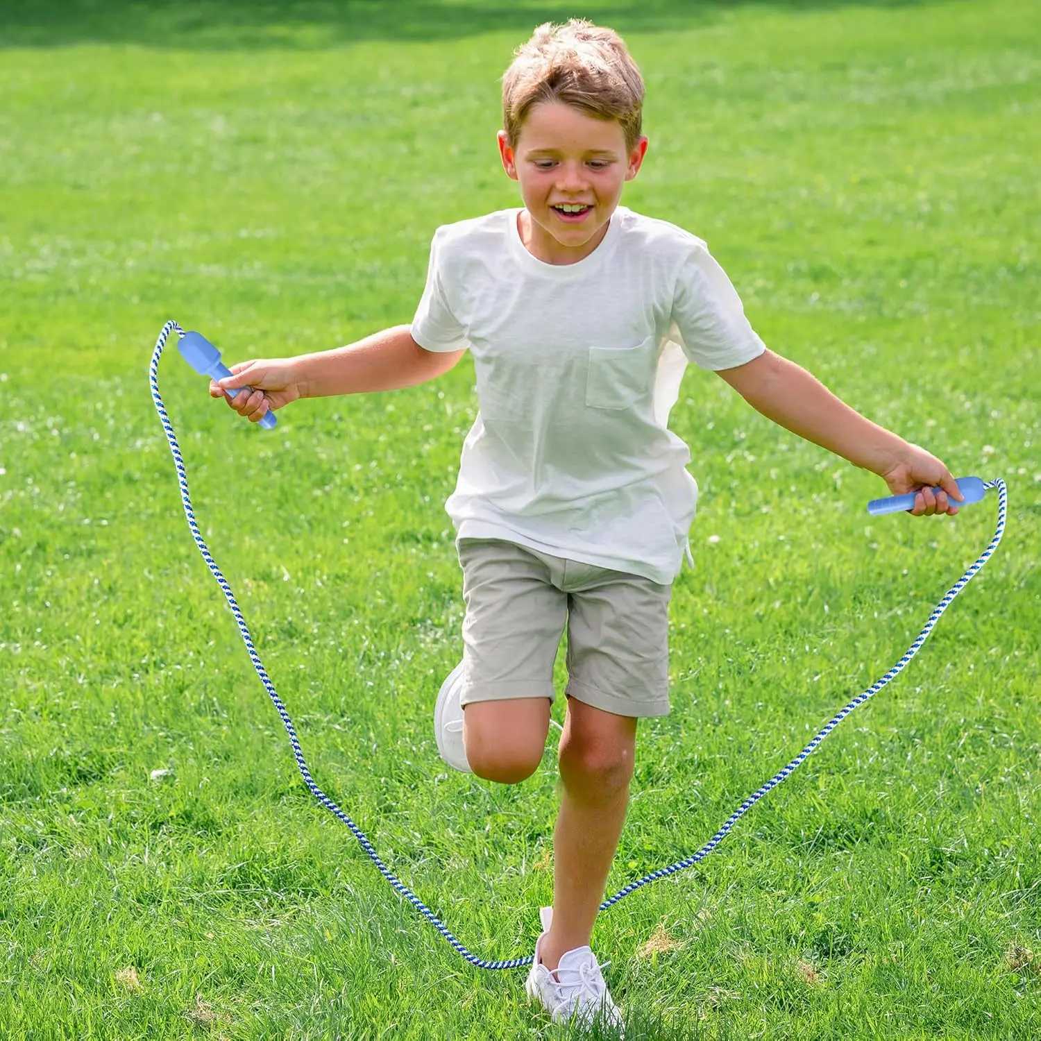 Colorful Adjustable Kids Jump Rope Set 778FT Nylon Skipping Ropes for Indoor Outdoor Play Fitness M260319