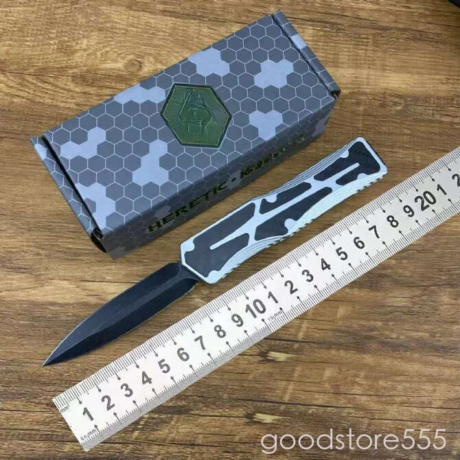 Heretic Giant OTF fixed blade knife D2 pocket knife Black Blade Aviation couteau Aluminum Carbon Fiber Handle Outdoor Camping Tool
