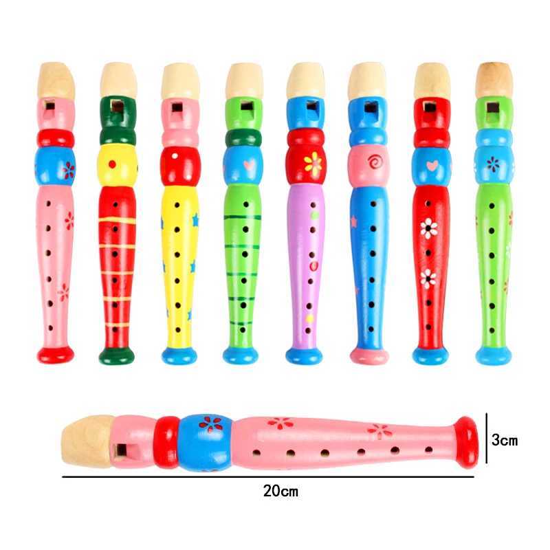 1 Pc Small Wooden Colorful Piccolo Flute for Kids Learning Rhythm Musical Instrument Early Education Music Sound Toys for Kids Y260319