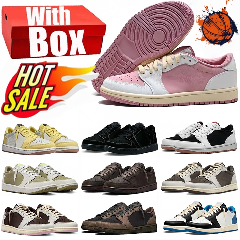 1 Basketball Shoes Low 1 for Men Women Black Phantom Velvet Brown Patent Bred Dark Mocha Sail Military Blue Outdoor Sports Trainers Sneaker With Box