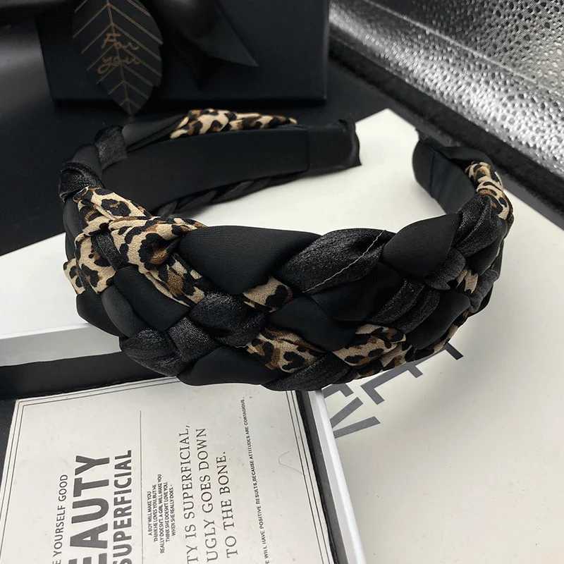 New leopard print woven hairpin headband for women with high skull top color matching fashionable and stylish hair tie H260319