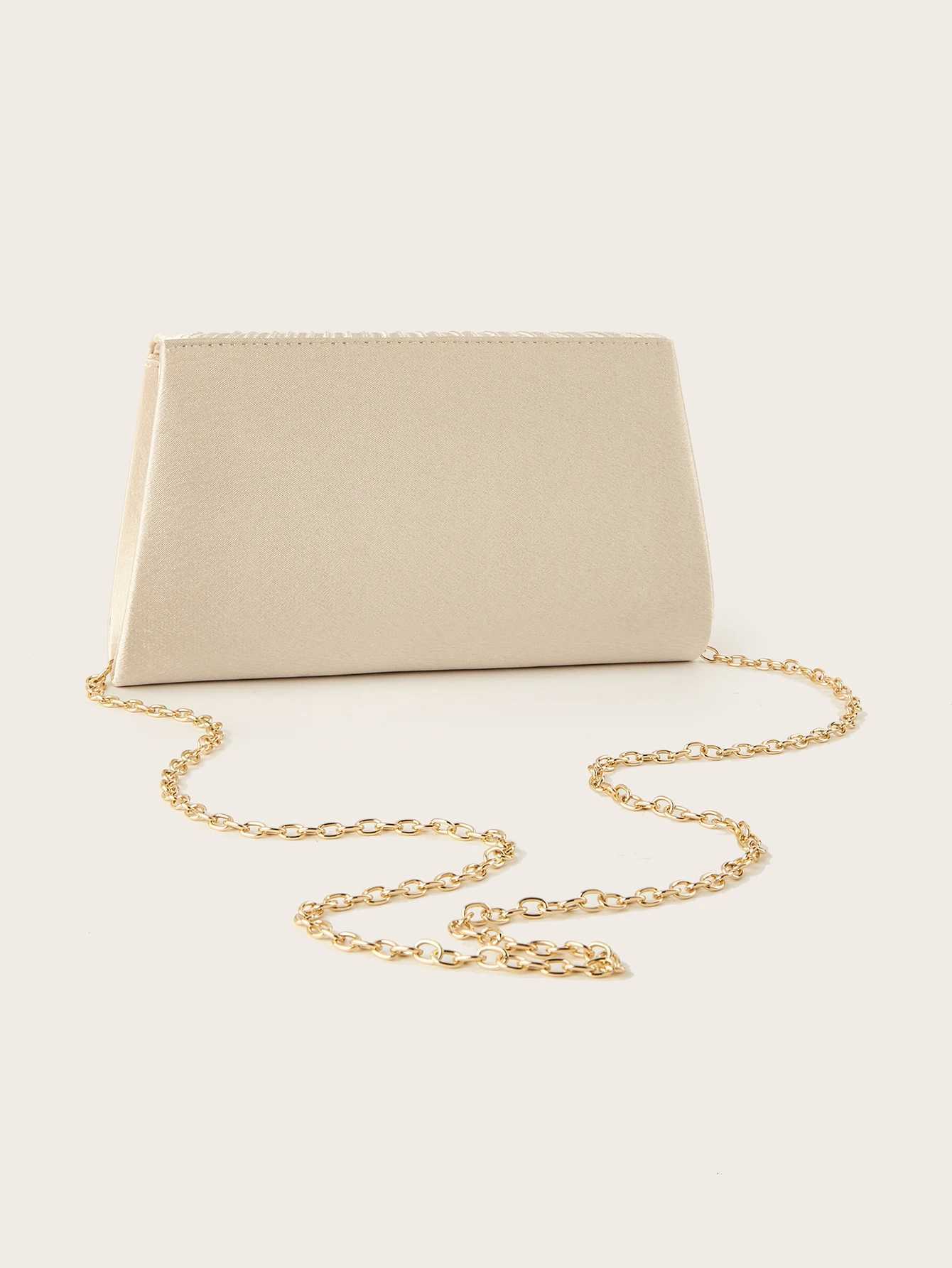 Elegant and simple pleated Korean clutch and chain bag with metal chain and hidden card pocket womens party banquet evening bag W260319 - view 3