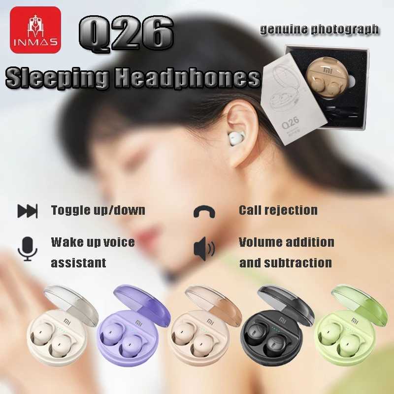 INMAS Q26 ENC Mini Portable Wireless Headsets Bluetooth In-Ear Earphone Noise Reduction Earbud Invisible Sleep Headphones HD Mic D260319