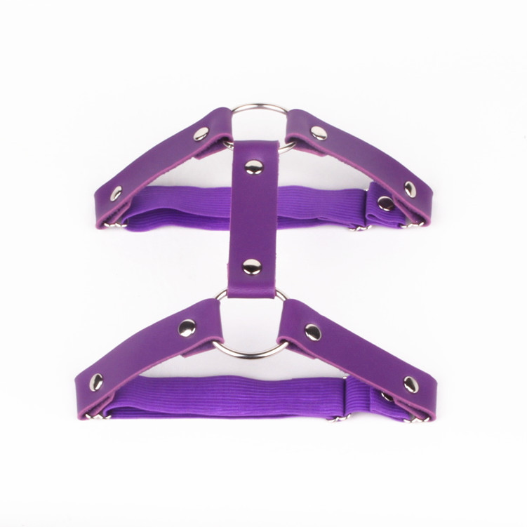 Anklets 5 PCS/LOT PU Leather Round Metal Ring Garter Belt with Punk-Style Leg Rings Leg Chains