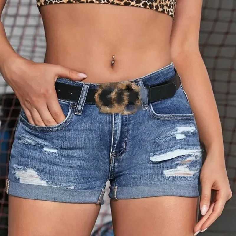 Womens Split Denim Shorts Summer Beach Wild Fashion Sexy Mid Waist Curled Cuff Perforated Elastic Slim Fit Casual Shorts M260319