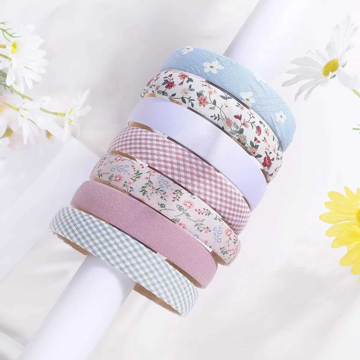 7Pcs Fashion Women Hair Band Floral Print Headbands Girls Simple Hairband Printed Hair Hoop Female Hair Accessories Headwear H260319