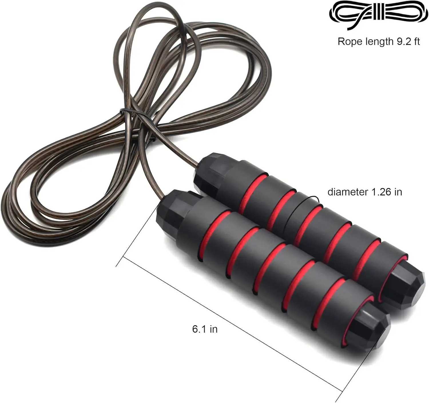 Adjustable Jump Rope with Ball Bearings Tangle-Free Rapid Speed for Exercise at Home Gym M260319