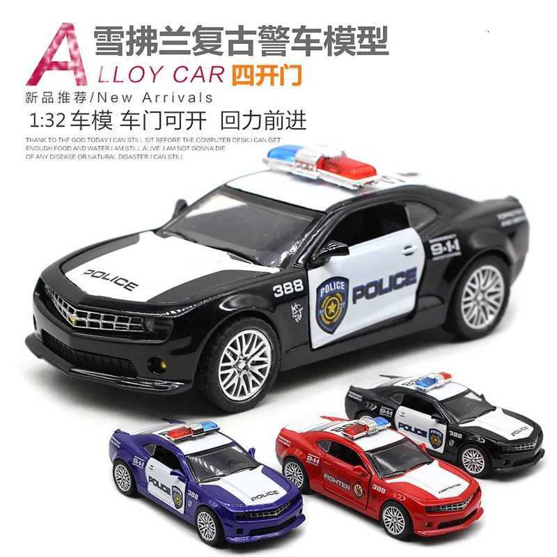 132 Camaro Police car fire truck Classic sports car High Simulation Diecast Metal Alloy Model car Collection Kids Toy Gift Y260319