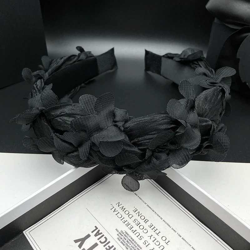 Black new hair clip womens high-end feel handmade personalized hair tie headpiece pressed hair wash headband H260319