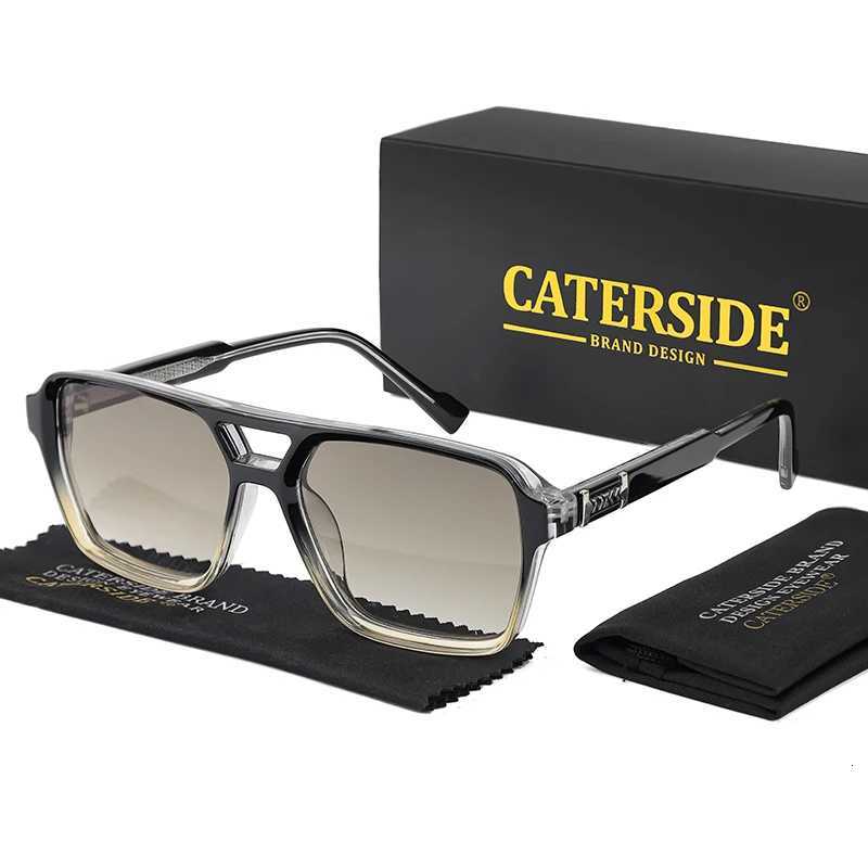 CATERSIDE Retro Square Sunglasses Men Punk Flat Top Double Bridge High Quality Sun Glasses for Women Party Festival Gifts H260319 - view 3