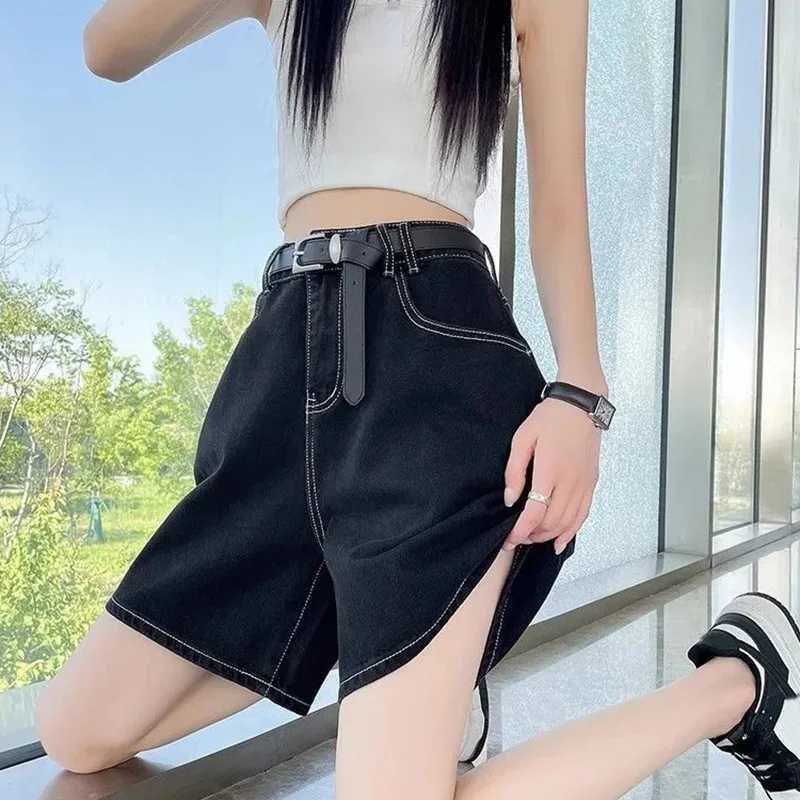 Summer High Street Lady Casual Short Jeans Girls High Waist Straight Leg Thin Pants Women Fashion Solid Denim Shorts M260319