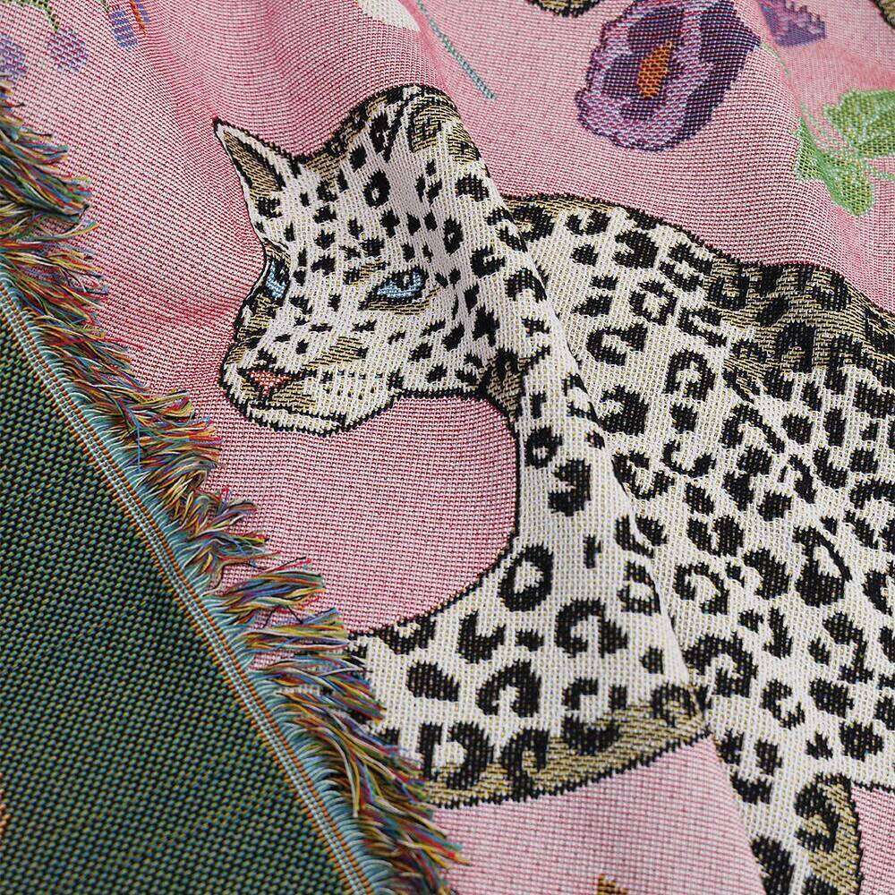 Beach Pink Blankets Jacquard Leopard Knitted Throw Blanket Bedspread Sofa Cover Tapestry for Home Decor 26H0319